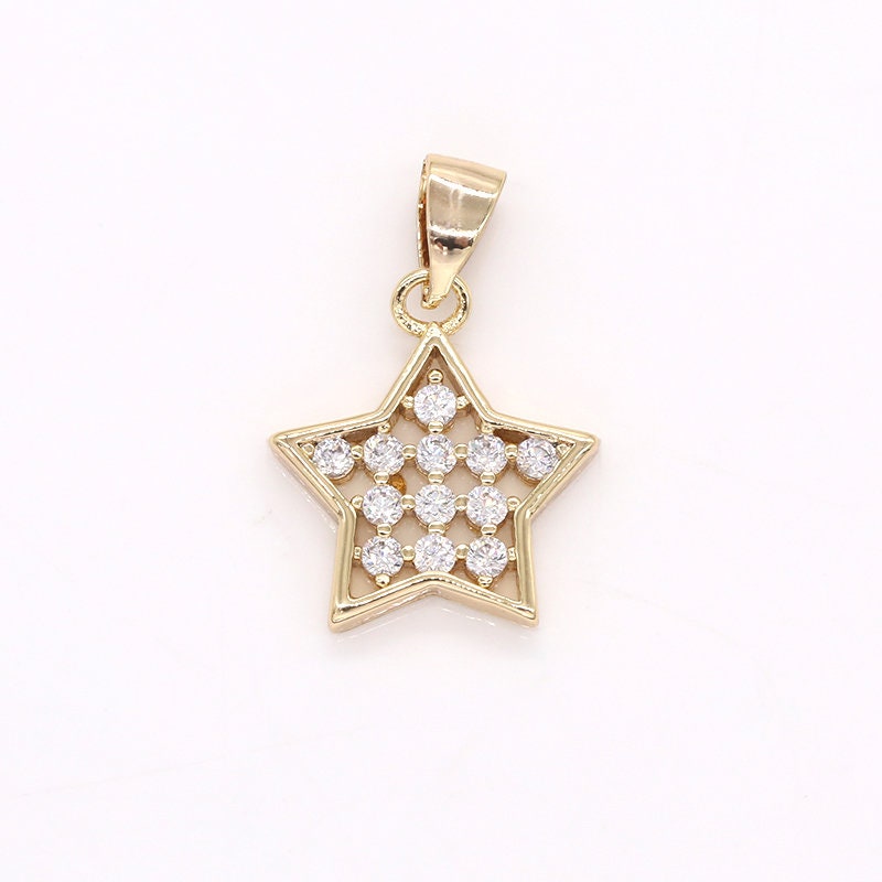 Mini Gold Star Charm Cubic Celestial Pendant for Bracelet Necklace Jewelry Making -399