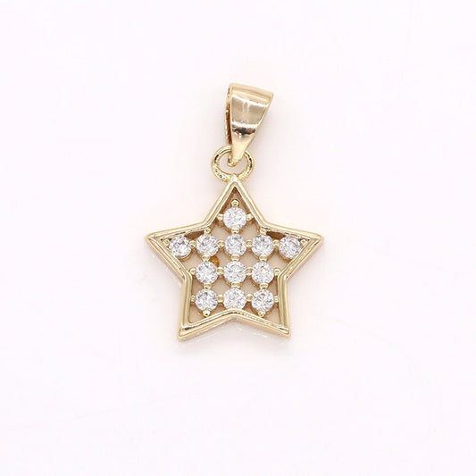 Mini Gold Star Charm Cubic Celestial Pendant for Bracelet Necklace Jewelry Making -399