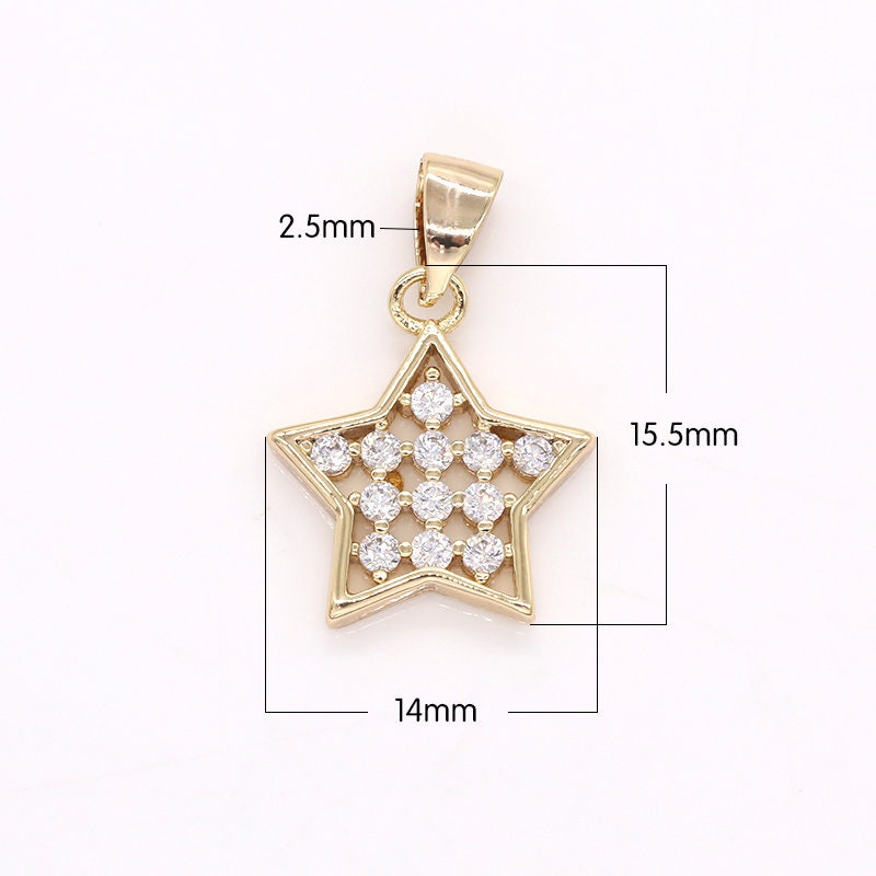 Mini Gold Star Charm Cubic Celestial Pendant for Bracelet Necklace Jewelry Making -399