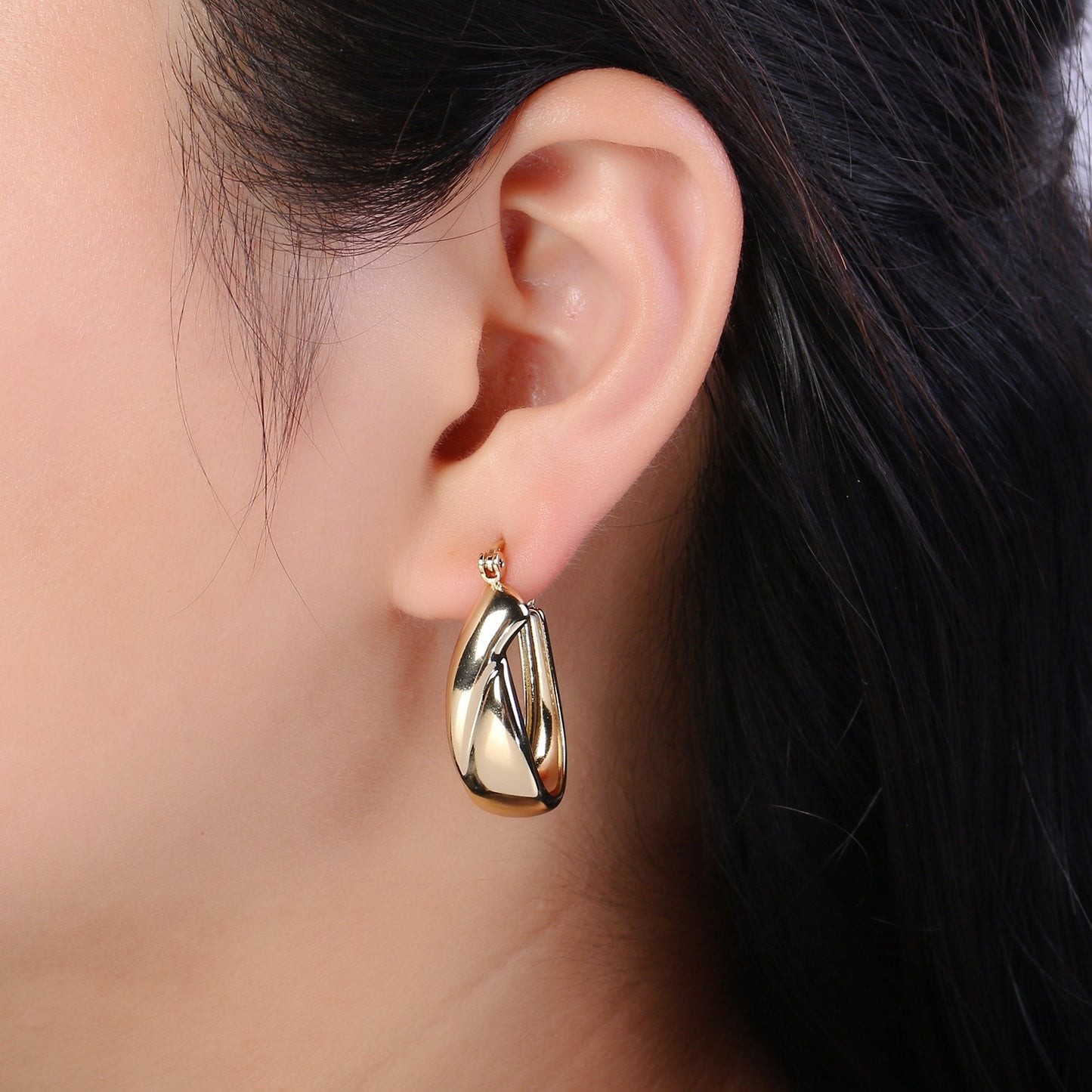 14K Gold Filled Thick Hoops - Gold Thick Hoop Earrings - Bold Thick Hoops - Light Weight Hoops P090