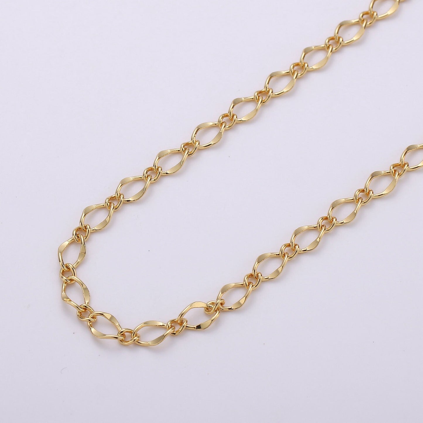 Gold Fancy Twisted Chain by Yard, Cable Diamond Chain, Wholesale bulk Roll Chain for Bracelet, Necklaces Jewelry Making, Width is 4.8mm, 157
