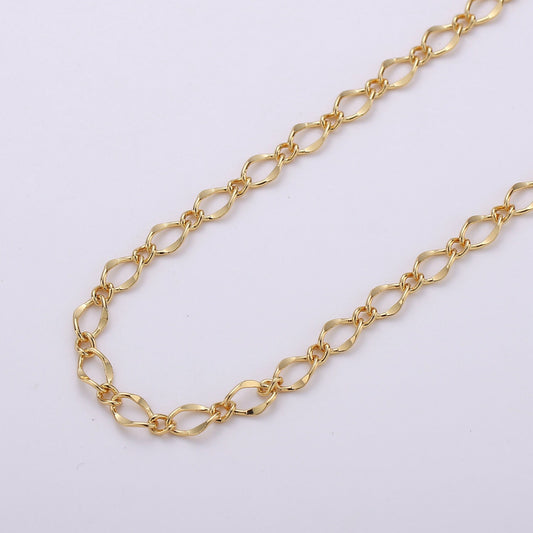 Gold Fancy Twisted Chain by Yard, Cable Diamond Chain, Wholesale bulk Roll Chain for Bracelet, Necklaces Jewelry Making, Width is 4.8mm, 157