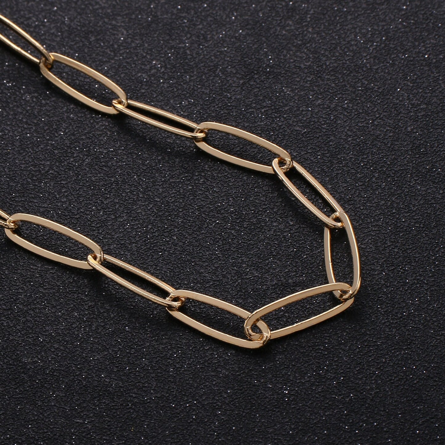 Oval Paperclip Chain Gold by Yard, Oval Link Chain by Foot, Paper Clip Link for DIY Craft, Roll-253