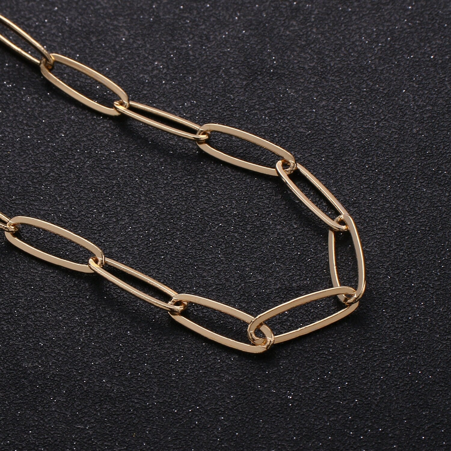 Oval Paperclip Chain Gold by Yard, Oval Link Chain by Foot, Paper Clip Link for DIY Craft, Roll-253