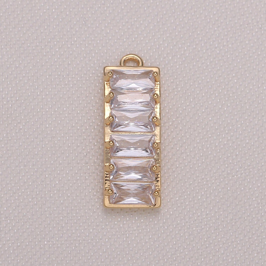 Dainty Baguette Rectangle charm Mini Gold Geometric pendant for Necklace Bracelet Earring Component -920