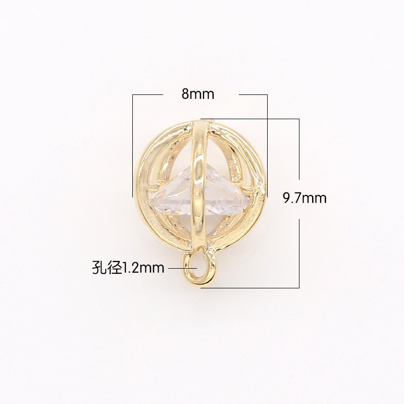 Mini Gold Ball Charm Cubic Round Charm Geometric Pendant Dangle Charms for Bracelet Necklace Earring Supply Component -146