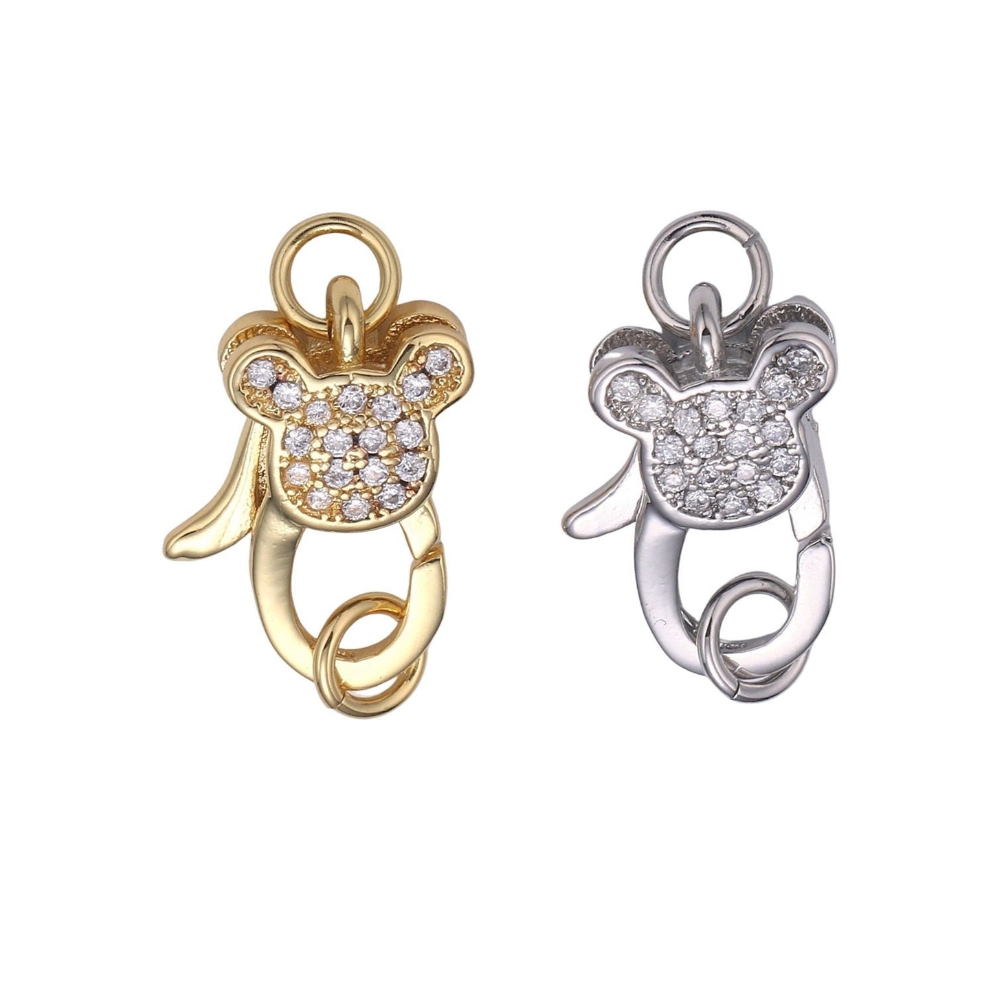 1pc Double Sided Wholesale Lobster Clasp Gold, CZ Lobster Claw with Jump Ring for Jewelry Necklace Bracelet Anklet Making, supp 1129