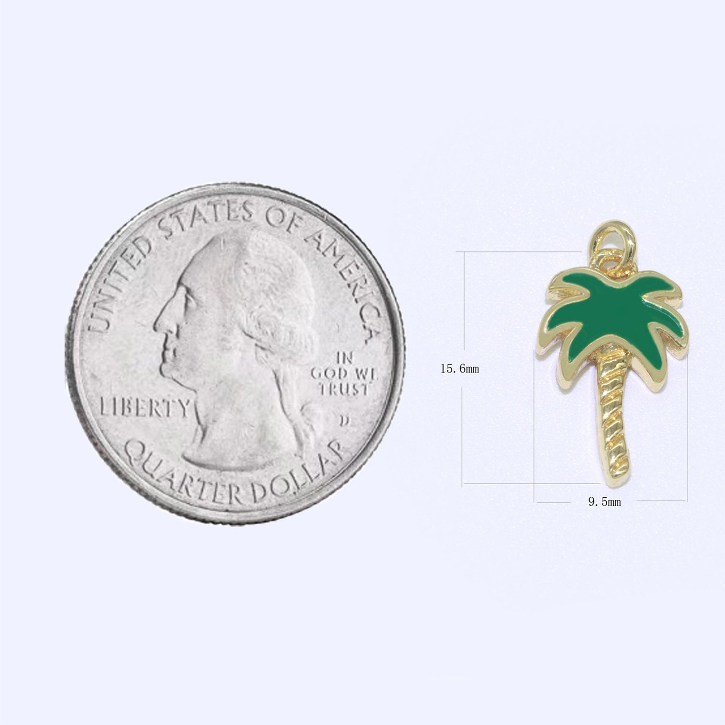 Dainty Palm Tree Charm Green Enamel Tiny Tree Pendant for Bracelet necklace earring Supply M-403