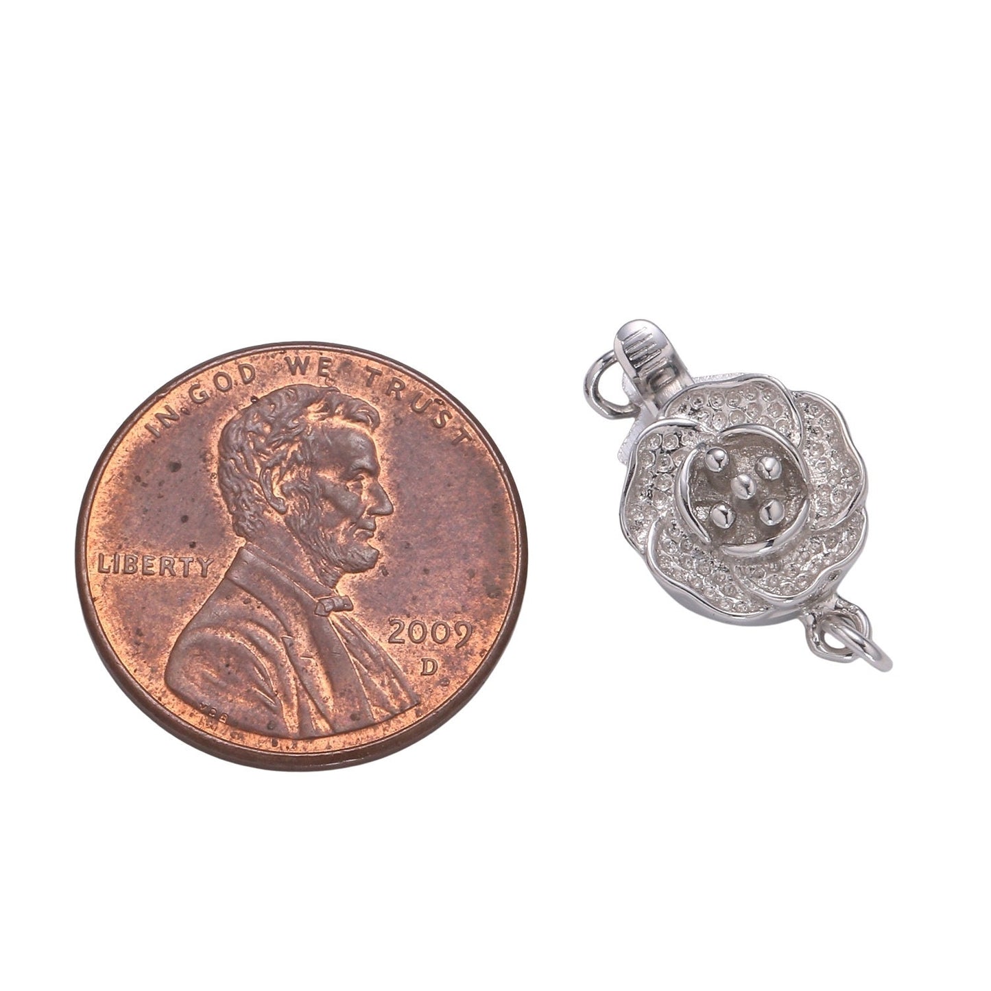 1 Pc 925 Sterling Silver Flower Clasp, Rose Charm Connector for Pearl Bracelet Necklace Jewelry Making Supply SIlver Charm ConnectorSL-234