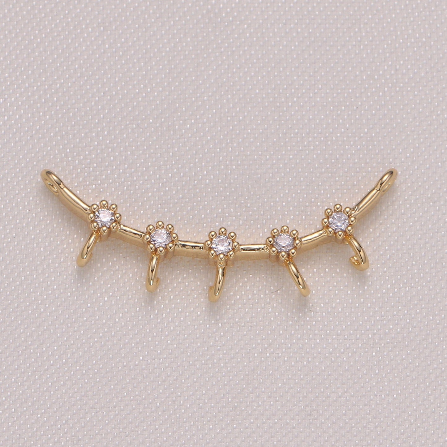 Dainty CZ Baguette Link Charm Connector Pendant, Dangle Charm Necklace Link Connector Charms,Lariat Jewelry Gold Micro pave -952