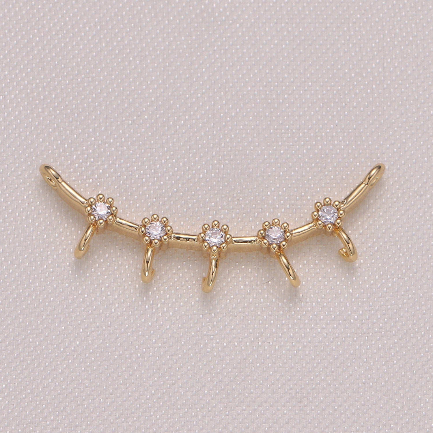 Dainty CZ Baguette Link Charm Connector Pendant, Dangle Charm Necklace Link Connector Charms,Lariat Jewelry Gold Micro pave -952