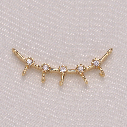 Dainty CZ Baguette Link Charm Connector Pendant, Dangle Charm Necklace Link Connector Charms,Lariat Jewelry Gold Micro pave -952
