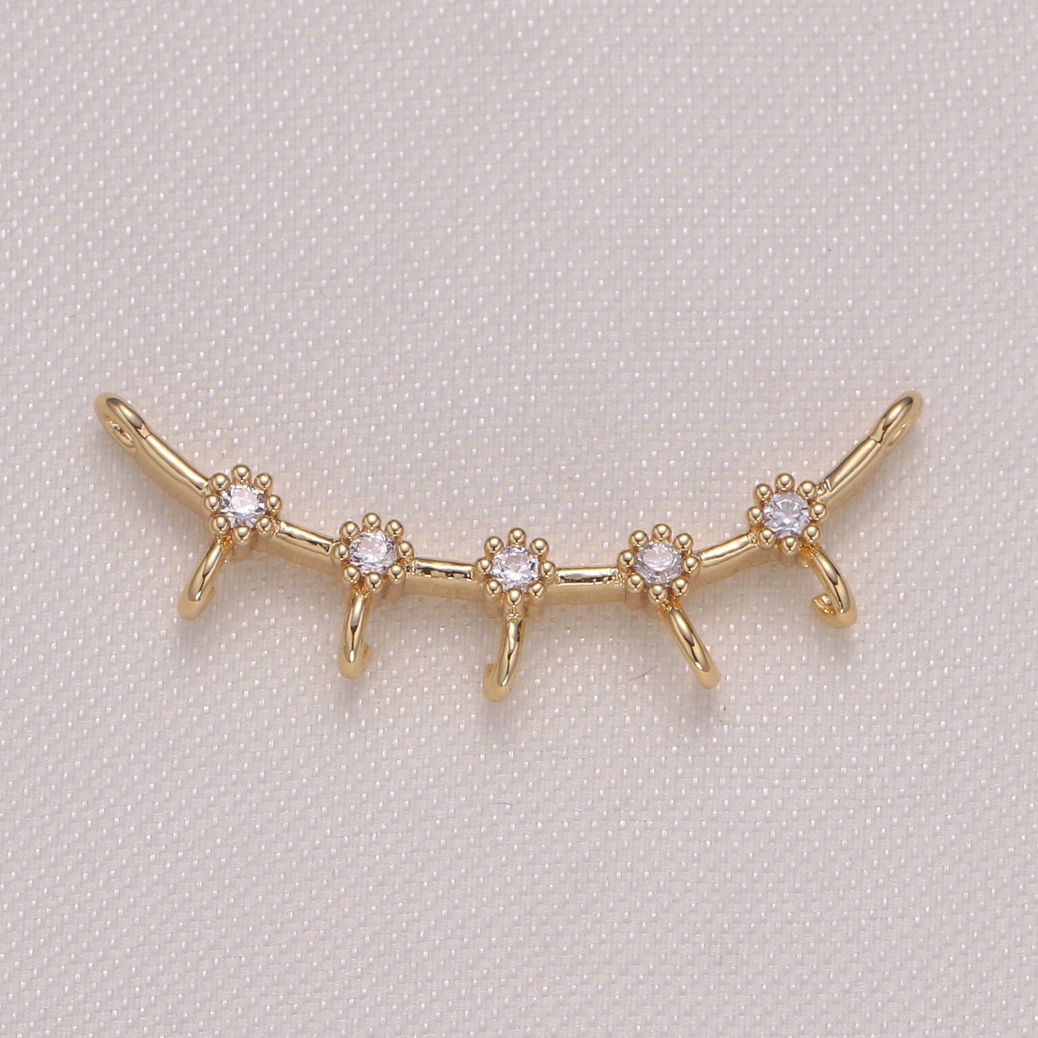 Dainty Link Charm Connector Pendant, Dangle Charm Necklace Link Connector Charms,Lariat Jewelry Gold Micro pave -952