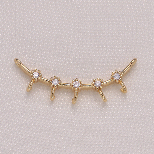 Dainty Link Charm Connector Pendant, Dangle Charm Necklace Link Connector Charms,Lariat Jewelry Gold Micro pave -952