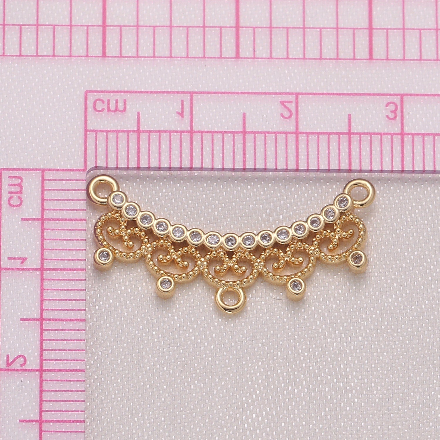 Dainty Link Charm Connector Pendant, Dangle Charm Necklace Link Connector Charms,Lariat Jewelry Gold Micro pave -953