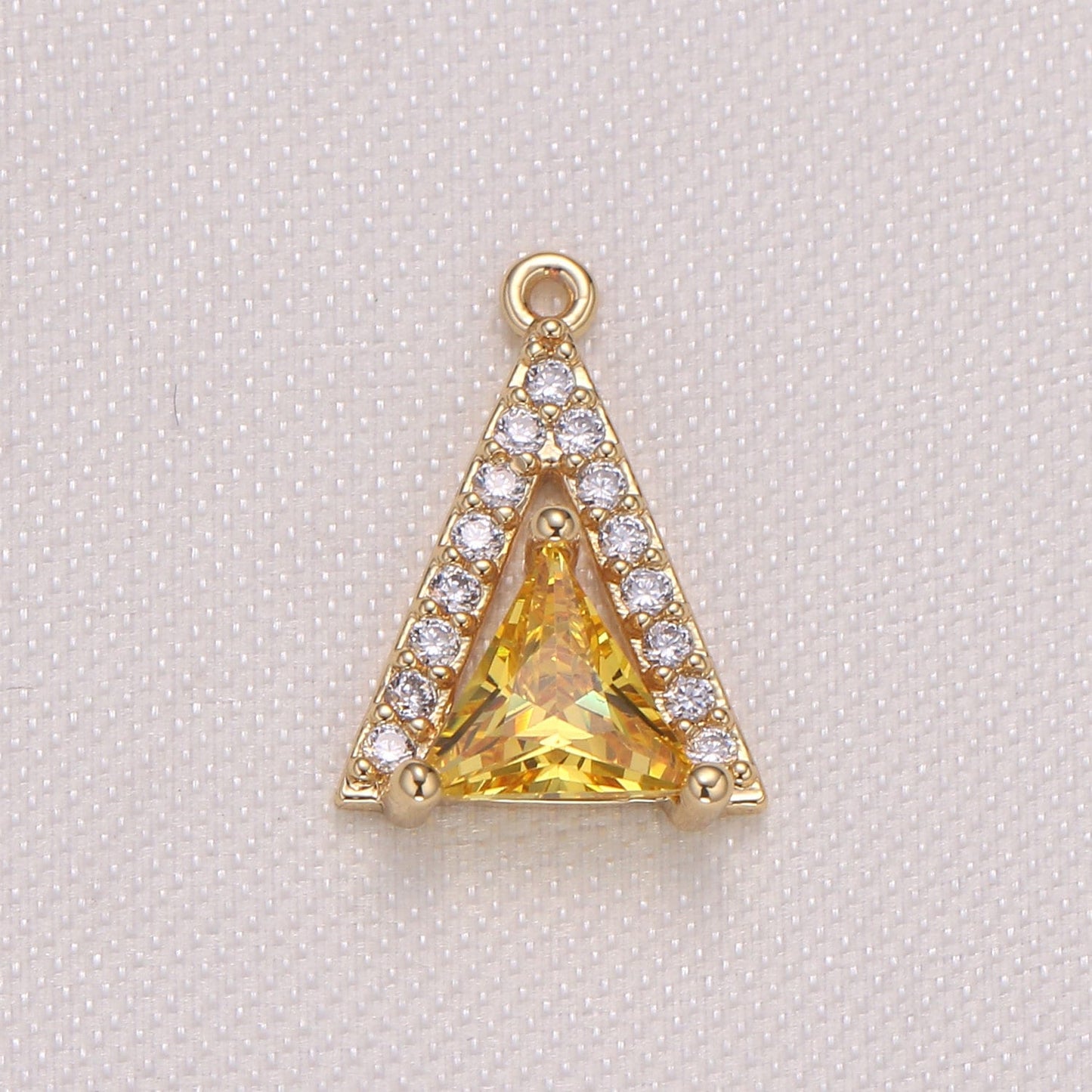 Mini Triangle CZ Pave Gold Geometric Charm Gold Small Minimalist Jewelry Making Supplies for Bracelet Earring Necklace -954
