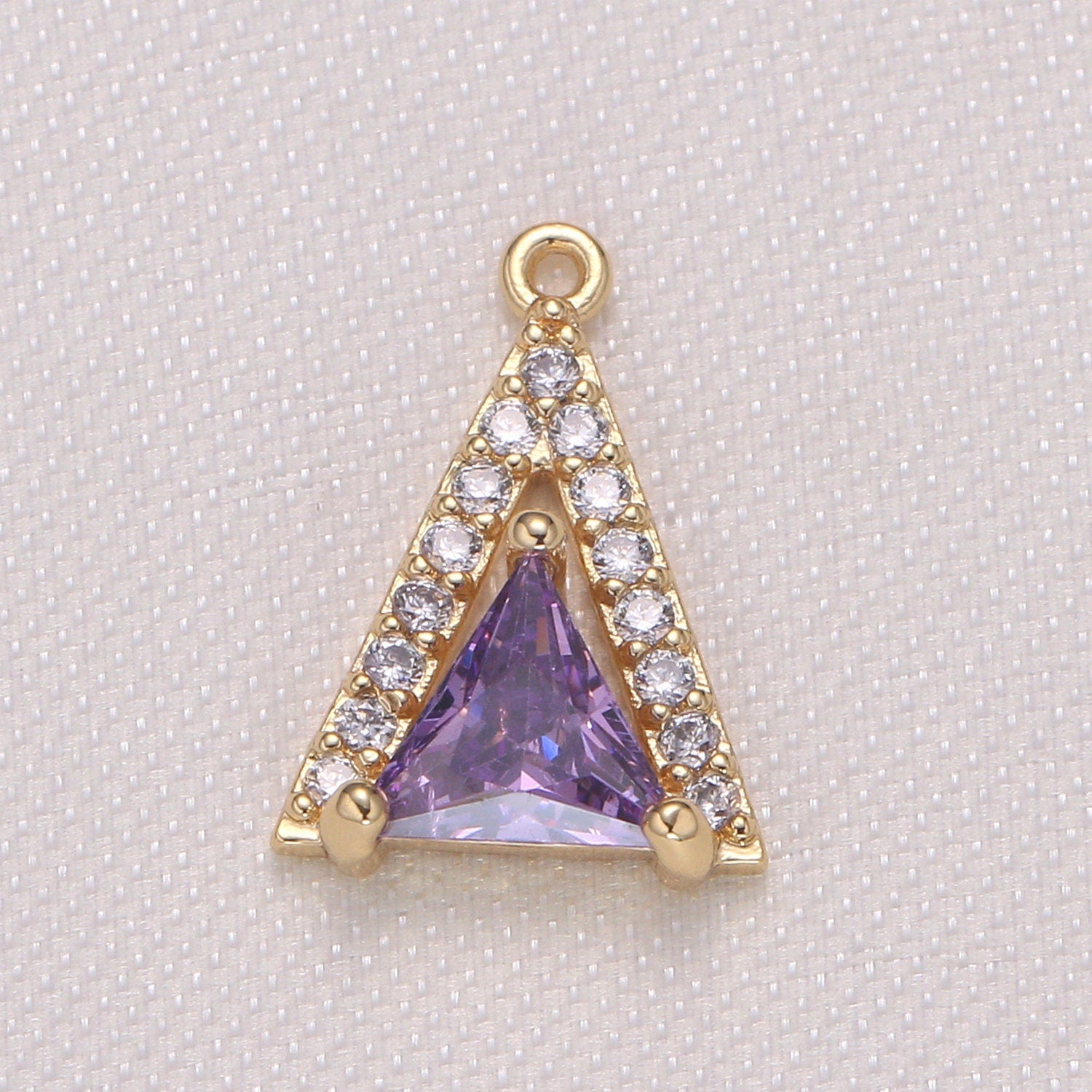 Mini Triangle CZ Pave Gold Geometric Charm Gold Small Minimalist Jewelry Making Supplies for Bracelet Earring Necklace -954