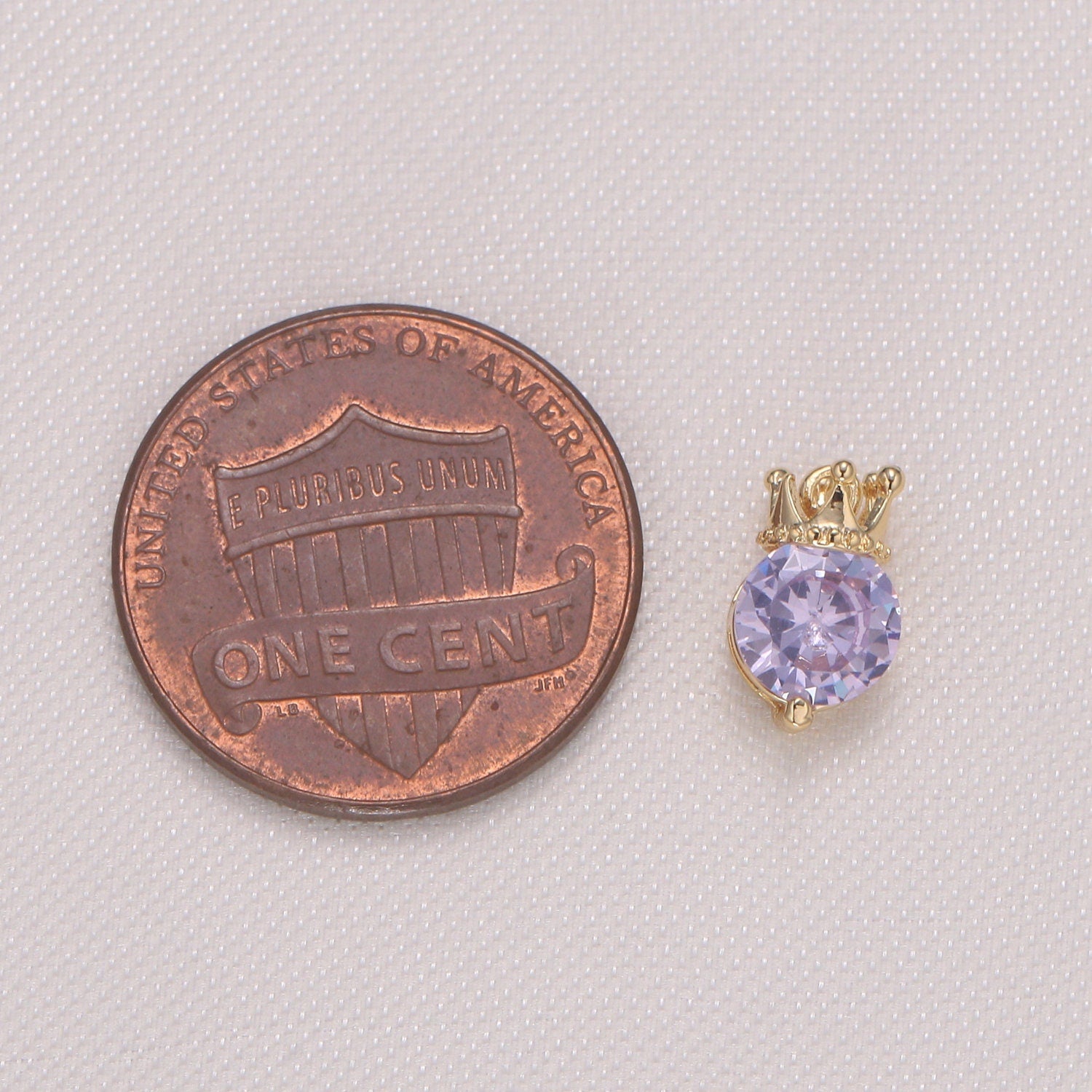 1x Mini Solitaire CZ Charm, Crown Pendant, Clear Micro CZ Pave Round Circle Charm, 10x7mm, Jewelry Findings -979,-980