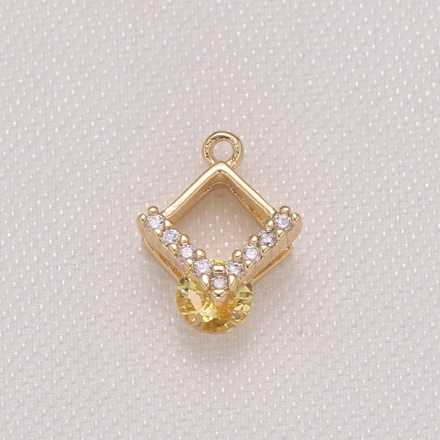 1x Mini Rhombus CZ Charm, Pink Yelow Purple Cz Pendant Micro Pave Geometric Charm, 10x11mm, Jewelry Findings-982, 983