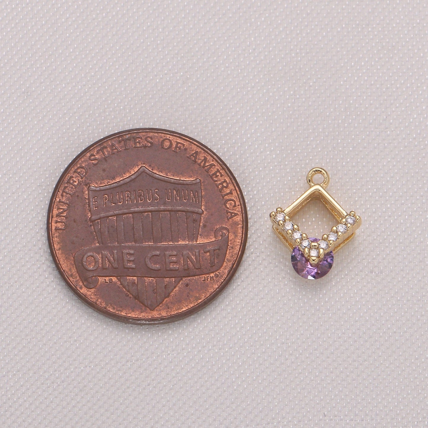 1x Mini Rhombus CZ Charm, Pink Yelow Purple Cz Pendant Micro Pave Geometric Charm, 10x11mm, Jewelry Findings-982, 983