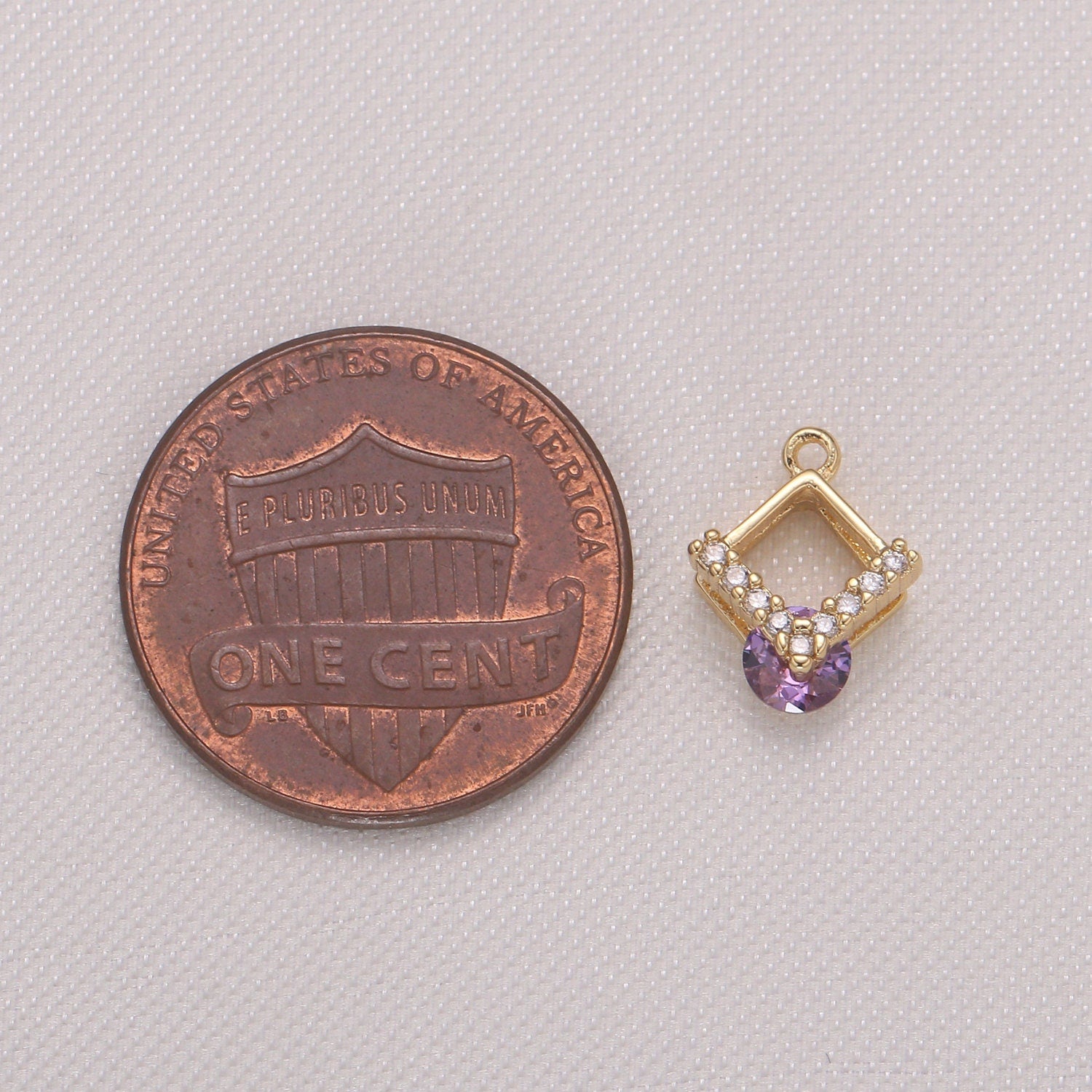 1x Mini Rhombus CZ Charm, Pink Yelow Purple Cz Pendant Micro Pave Geometric Charm, 10x11mm, Jewelry Findings-982, 983