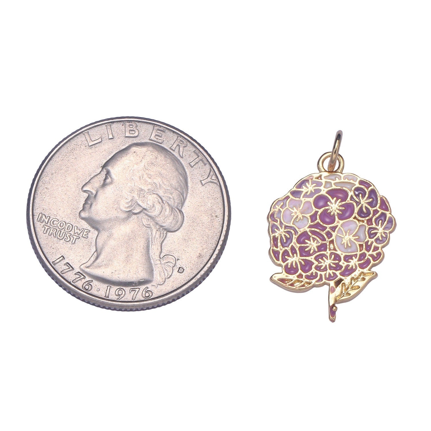 1x Hydrangeas Charm Gold Flower Charm for Bracelet Earring Necklace Enamel Petal Flower Charm Floral Jewelry Making Supply chgf 2197