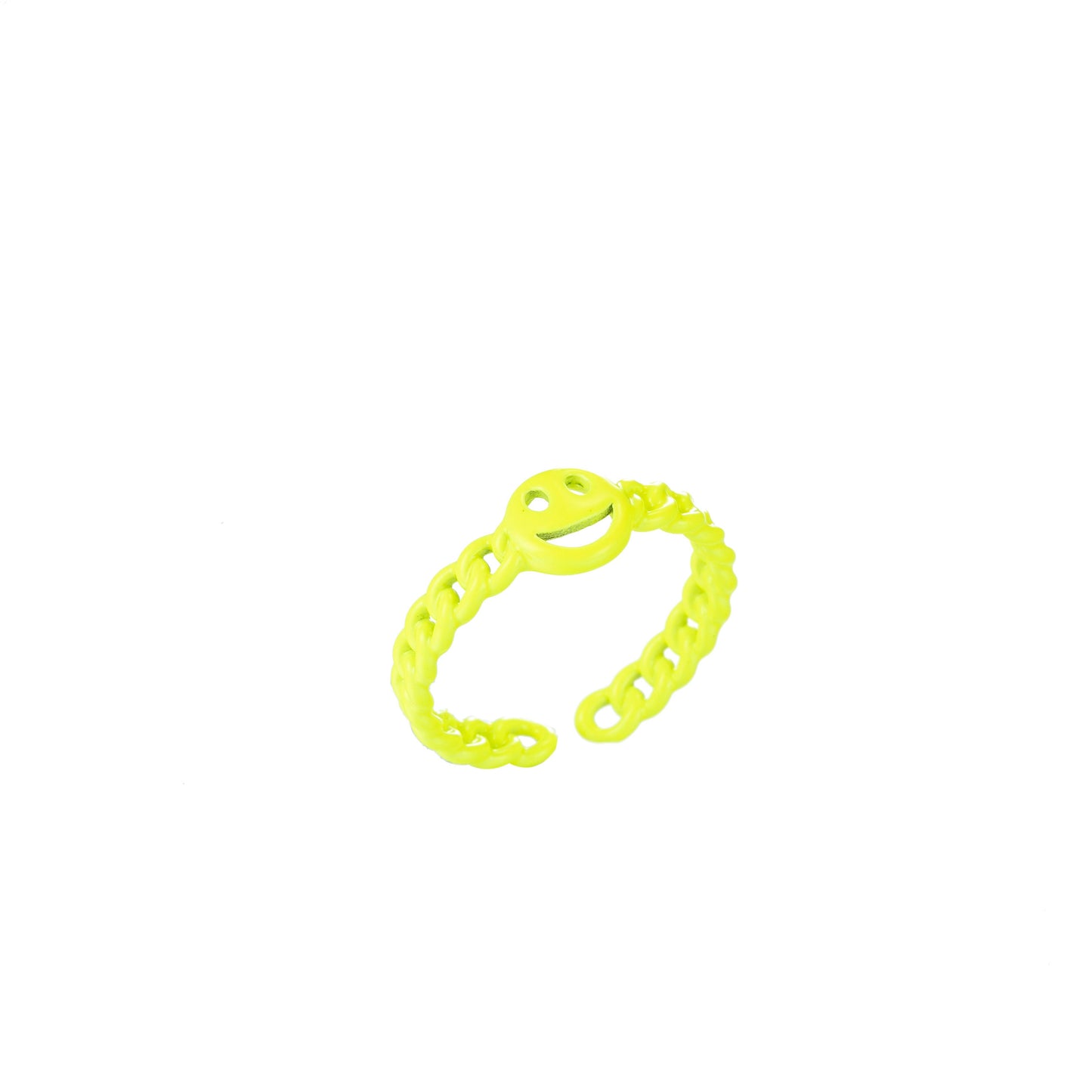 1x Dainty Y2K style retro ring Open Adjustable Happy Face Smiley Link ring Summer Trend Neon Enamel Chain for Fun Stackable Jewelry