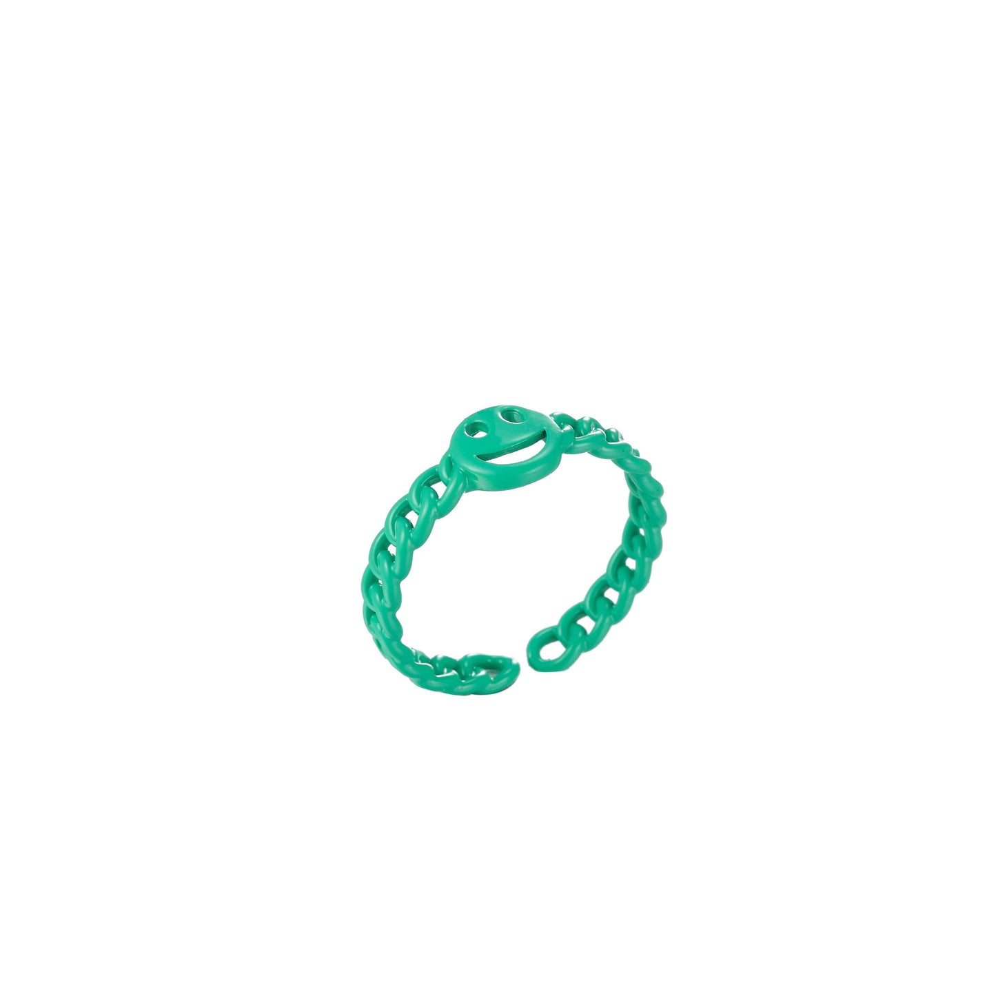 1x Dainty Y2K style retro ring Open Adjustable Happy Face Smiley Link ring Summer Trend Neon Enamel Chain for Fun Stackable Jewelry