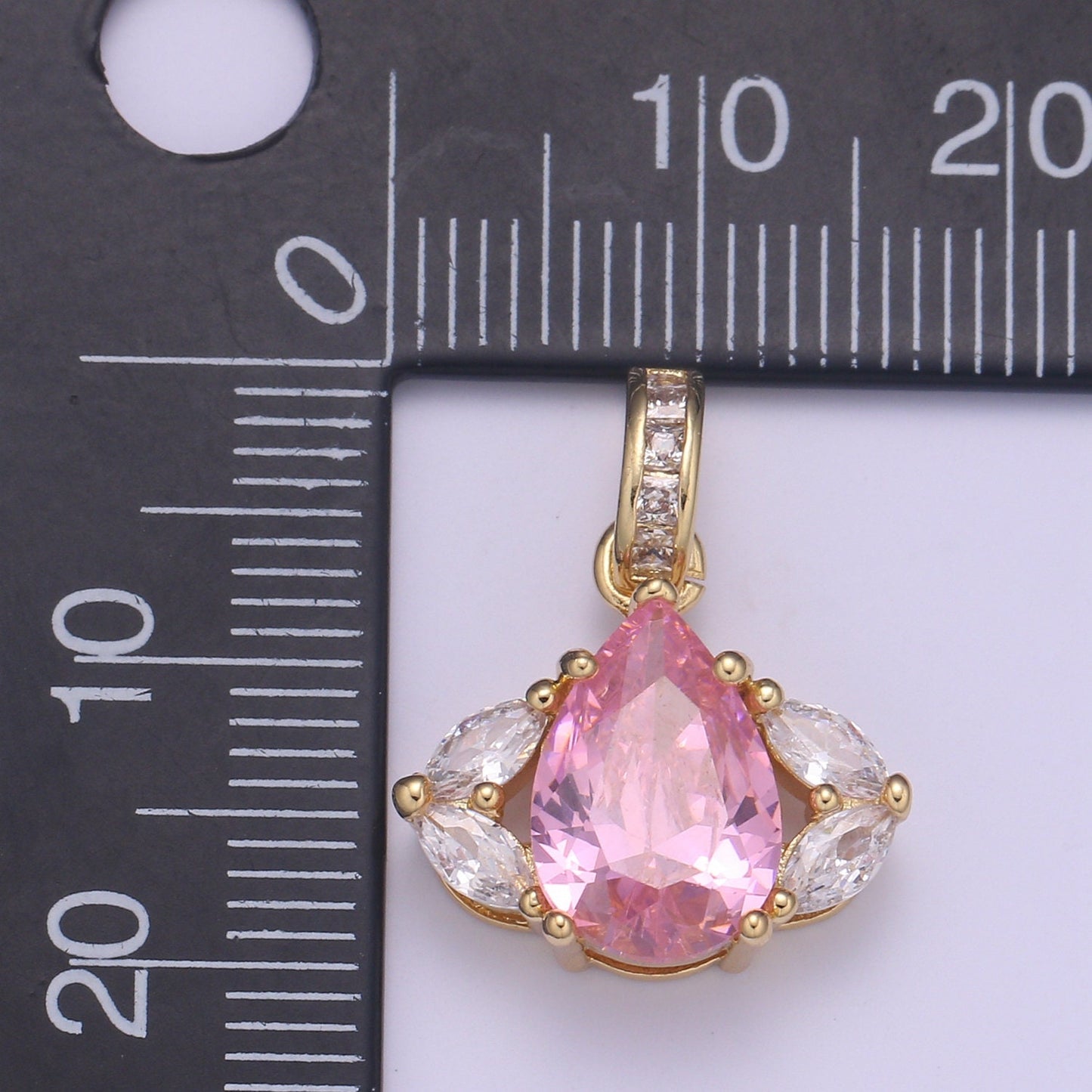 Amethyst Teardrop Zirconia 18K Gold Pendant, Solitaire Purple Cubic Charm for Easy Self-Making Jewelry, Sophisticate Pendant, PDGF-2190