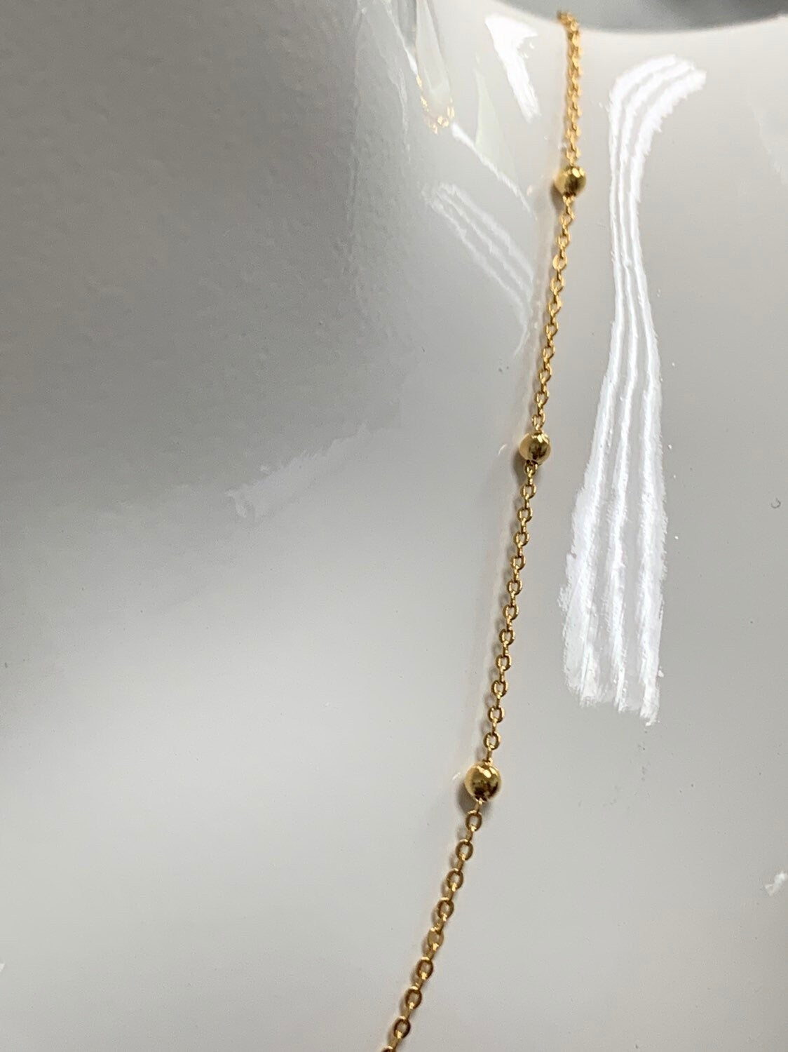 23.5'' Ready to Use Gold Thin Rolo Necklace Chain, Layering Ball Rolo Chain Dainty Necklace, For Pendant Charm Necklace, 293