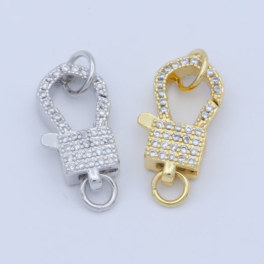14k Gold Fill Square clasp for Bracelet Necklace Buckle Micro paved , CZ Cubic Lobster Clasp Fastener for Beading supplies Component