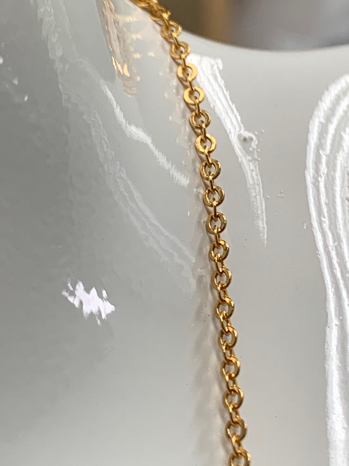 1pc 17.0'' Ready to Use 24K Gold Rolo Necklace Chain, Layering O Chain Dainty Necklace, For Pendant Charm Necklace, CN-316