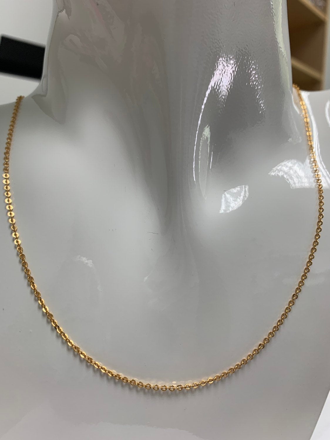 1pc 17.0'' Ready to Use 24K Gold Rolo Necklace Chain, Layering O Chain Dainty Necklace, For Pendant Charm Necklace, CN-316