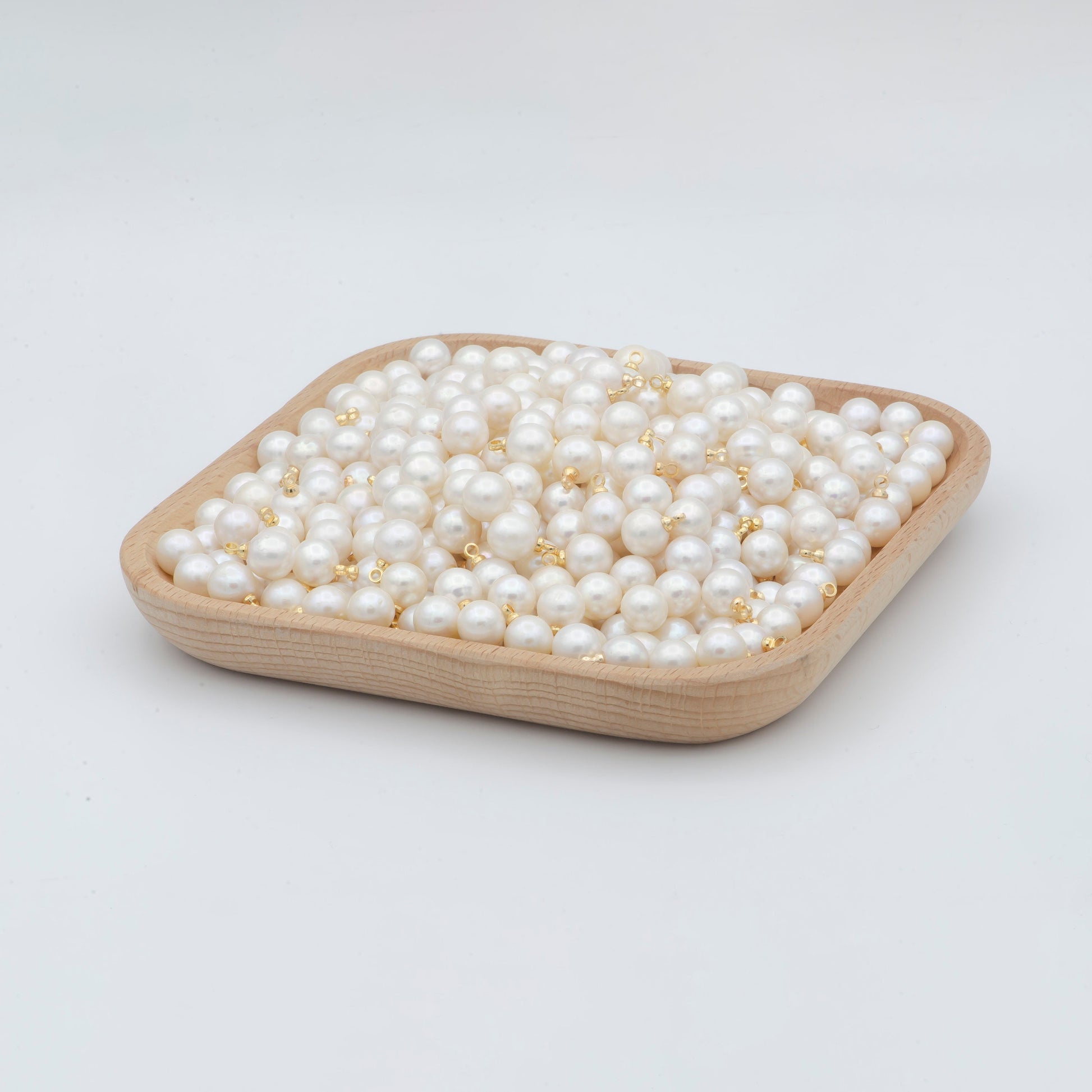 9MM Fresh Water Pearl charm with 14K Gold filled Ball Pin, Round off-round Shape Natural Pearls for bracelet earring bracelet Supply, P-1823