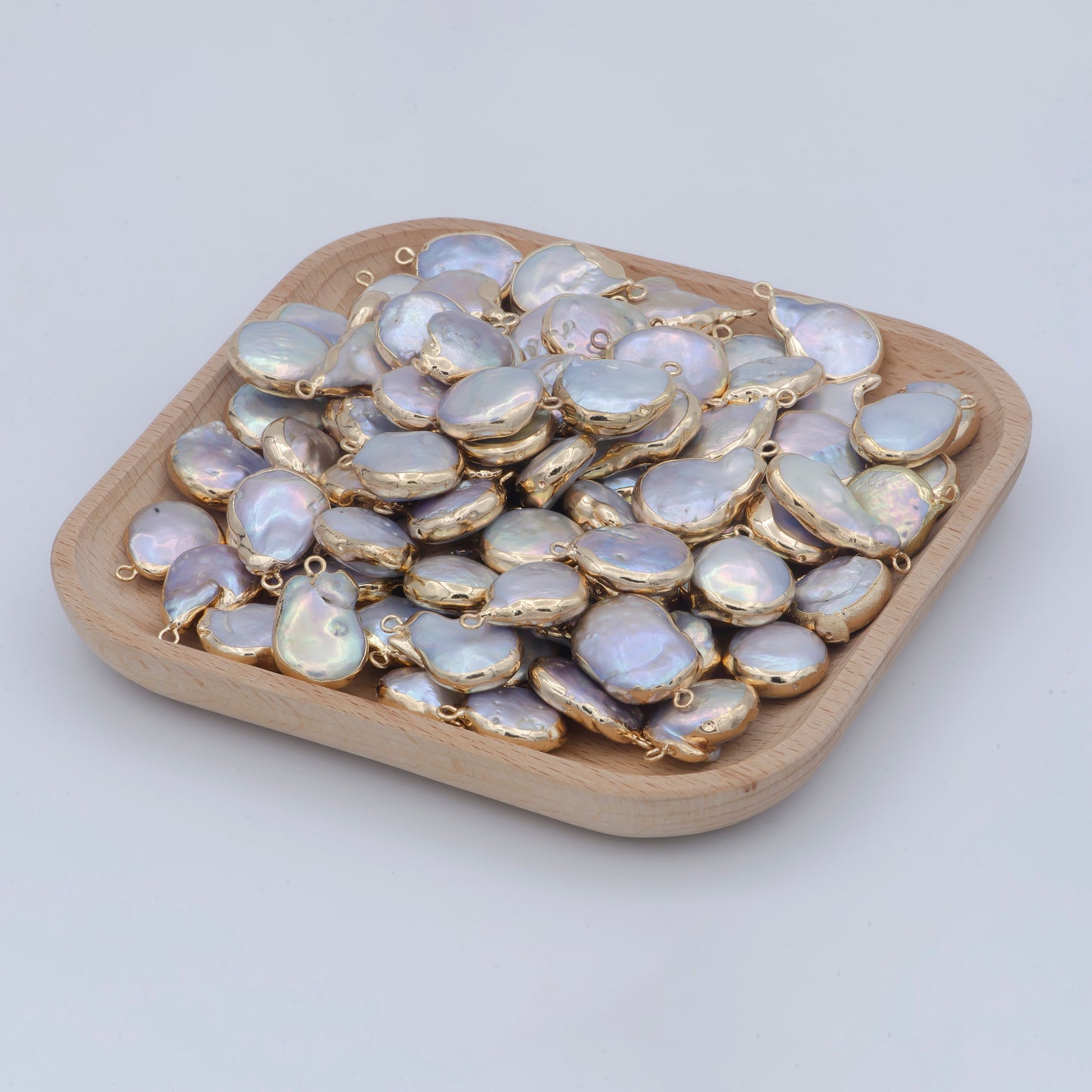 1x Round Shape Natural Freshwater Pearl Charm Beads,Gold Plated Freeform Pearl Beads For Jewelry Making | G-453
