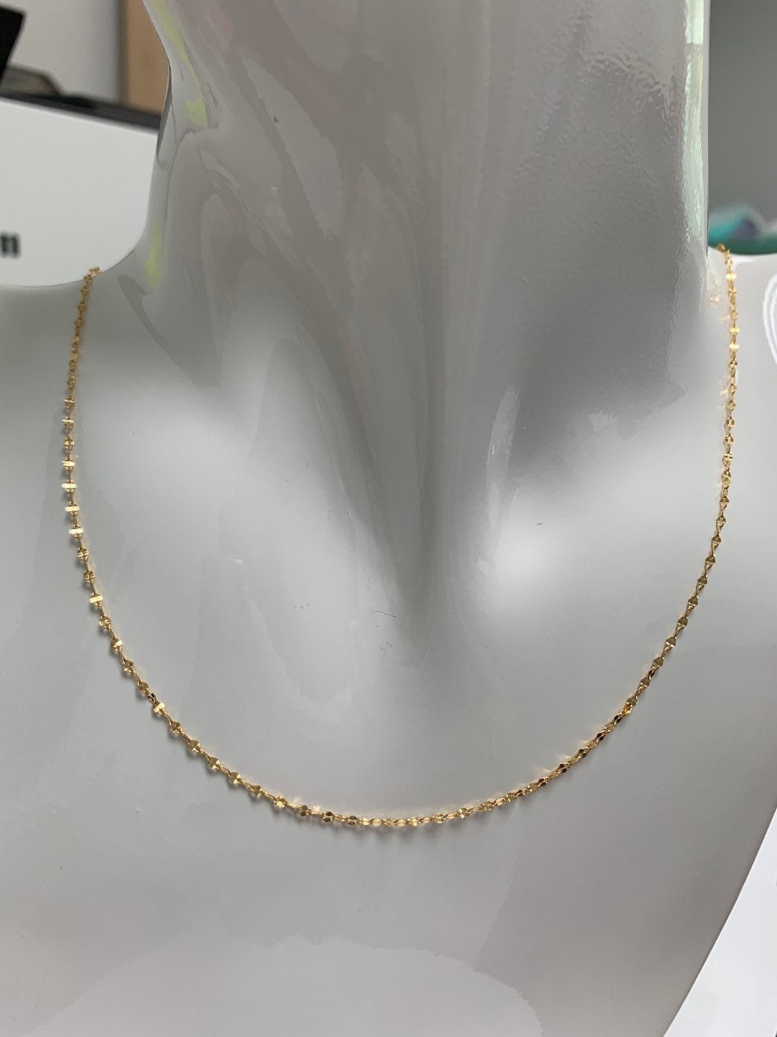 1pc Dainty 17.5'' Ready to Use Round Gold Unique Necklace Chain, Light Plate Lock Chain Delicate Necklace, Perfect for Pendant Necklace, 327