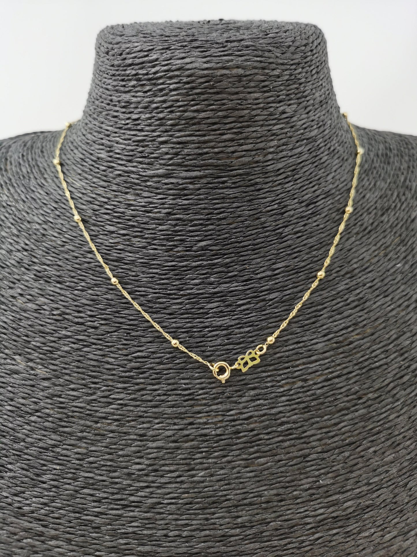 15'' Ready to Use Singapore Gold Thin Rolo Necklace Chain, Layering Ball Box Chain Dainty Necklace, For Pendant Charm Necklace, 359