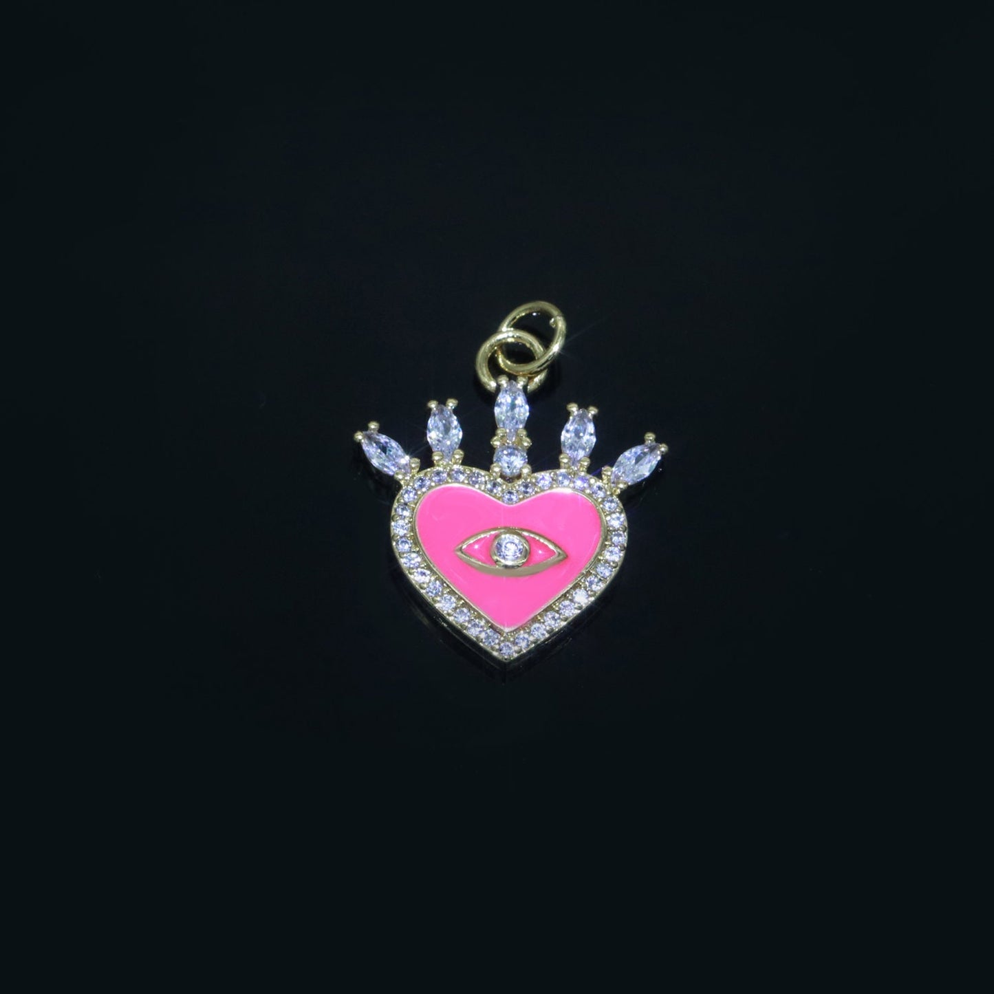 Enamel Evil Eye Charm Dainty Micro Pave Cz Eye Pendant for Necklace Bracelet Earring Supply Component Black,Blue,Pink,Green,Yellow,White