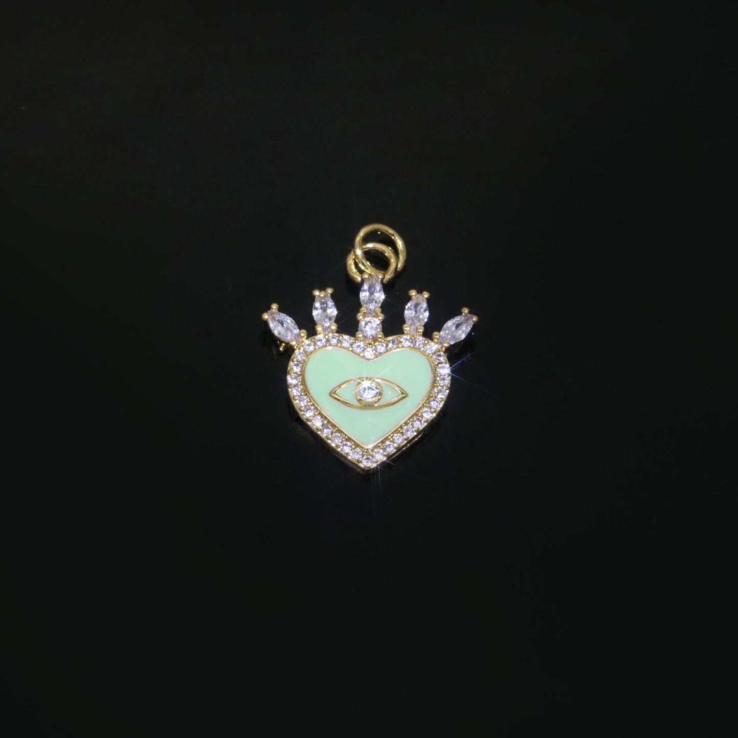 Enamel Evil Eye Charm Dainty Micro Pave Cz Eye Pendant for Necklace Bracelet Earring Supply Component Black,Blue,Pink,Green,Yellow,White