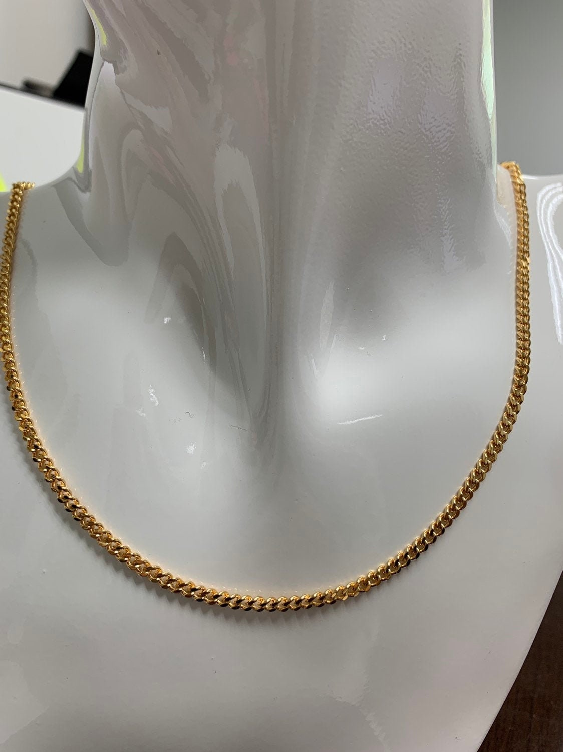 1pc 17.5'' Width is 2.8mm Ready to Use 24K Gold  Cuban Curb Necklace Chain, Layering Curb Chain  Necklace, Lobster Clasp,CN - 364