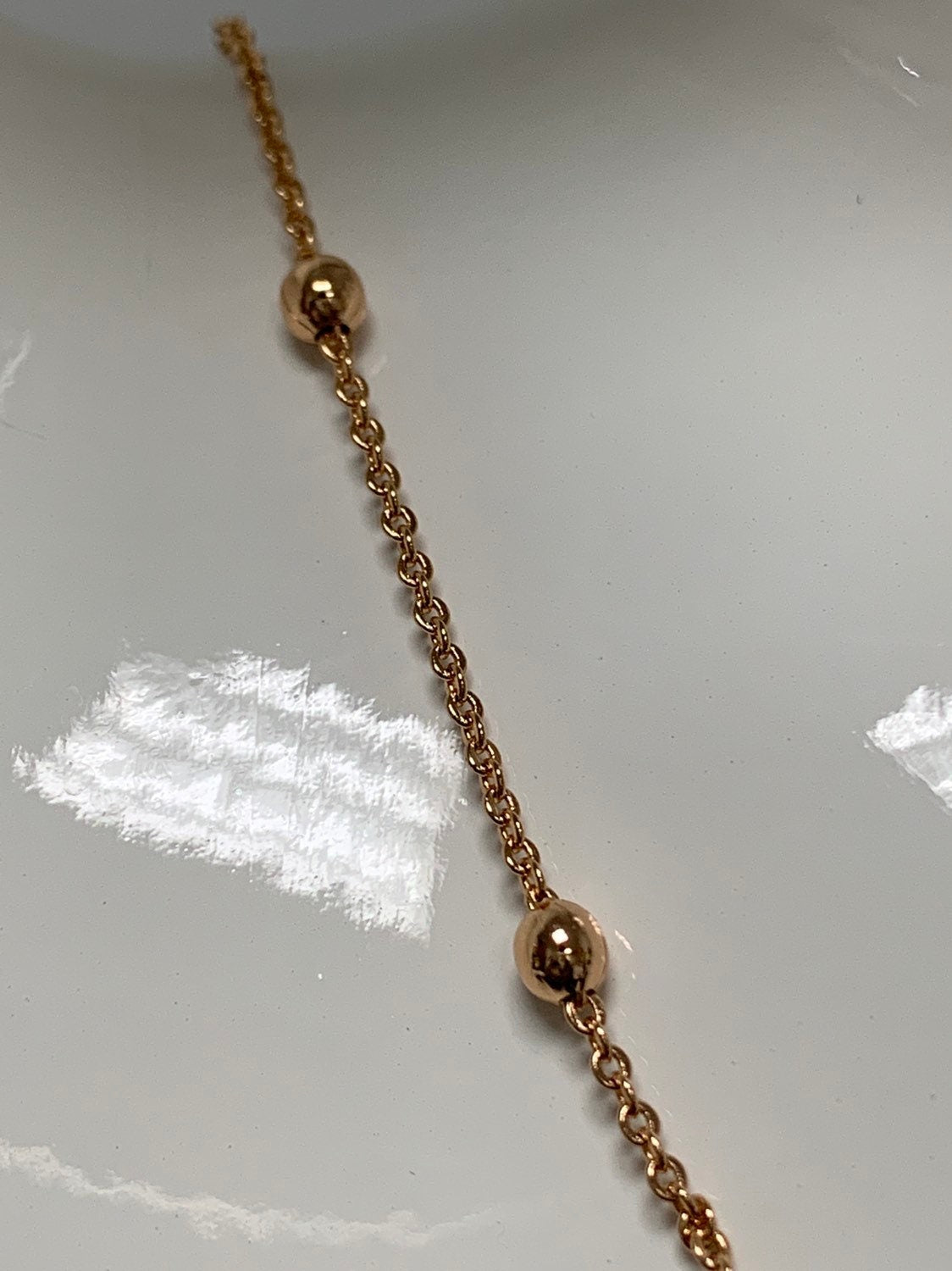 1pc 23'' 18K Ready to Use Gold Bead Necklace Chain, Layering Rolo Beaded Chain Dainty Necklace, Perfect for Pendant Charm Necklace, 368