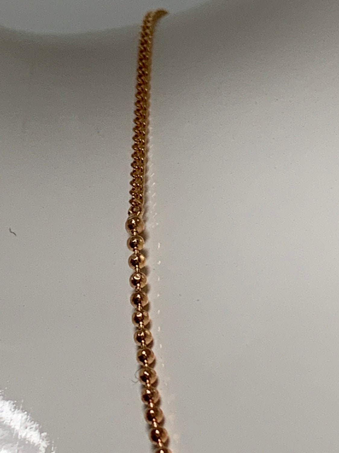 1pc 18'' Unique Ready to Wear 18K Gold Bead-Cuban Necklace Chain, Layering Beaded Chain, Dainty Beaded Necklace, For Charm & pendant , 372