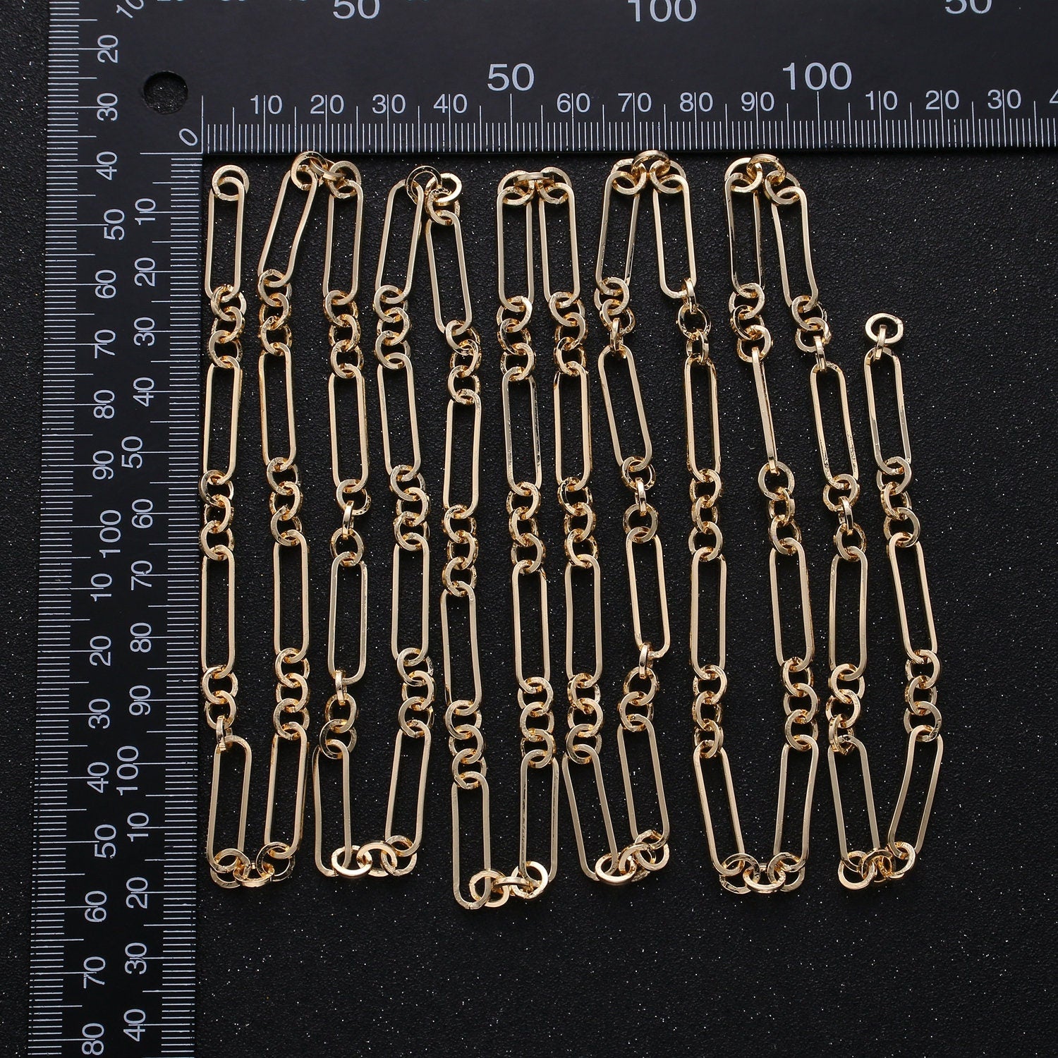 Gold Long Rolo Olympiad Cable Paperclip Chain by Yard, Link Cable Thick Elongate Chain, Bold Wholesale bulk Roll Chain, Roll-247