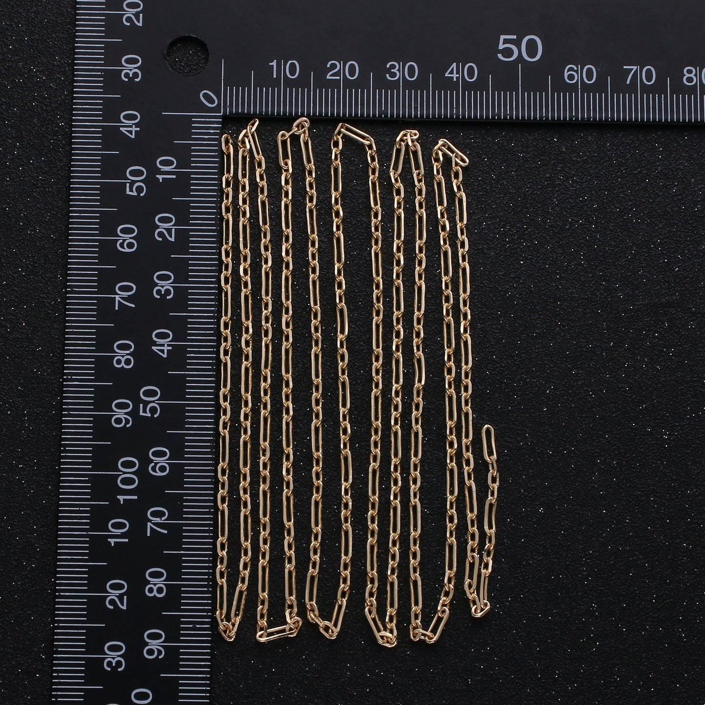 Gold Long Rolo Olympiad Cable Paperclip Chain by Yard, Link Cable Thin Elongate Chain, Slender Dainty Wholesale bulk Roll Chain, Roll-249
