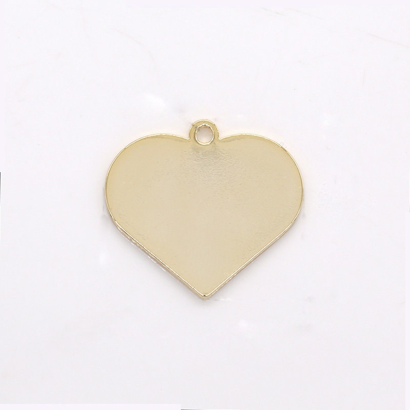 Personalized Heart Blank Charm - Gold plated over Brass Stamping Heart Blank, 20x18.5mm Name Plate, Engraving -228