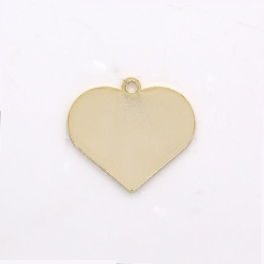 Personalized Heart Blank Charm - Gold plated over Brass Stamping Heart Blank, 20x18.5mm Name Plate, Engraving -228
