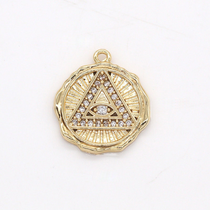Illuminati Eye Charm Pendant Necklace in Round disc Medallion Charm for Bracelet Necklace Earring Supply-277