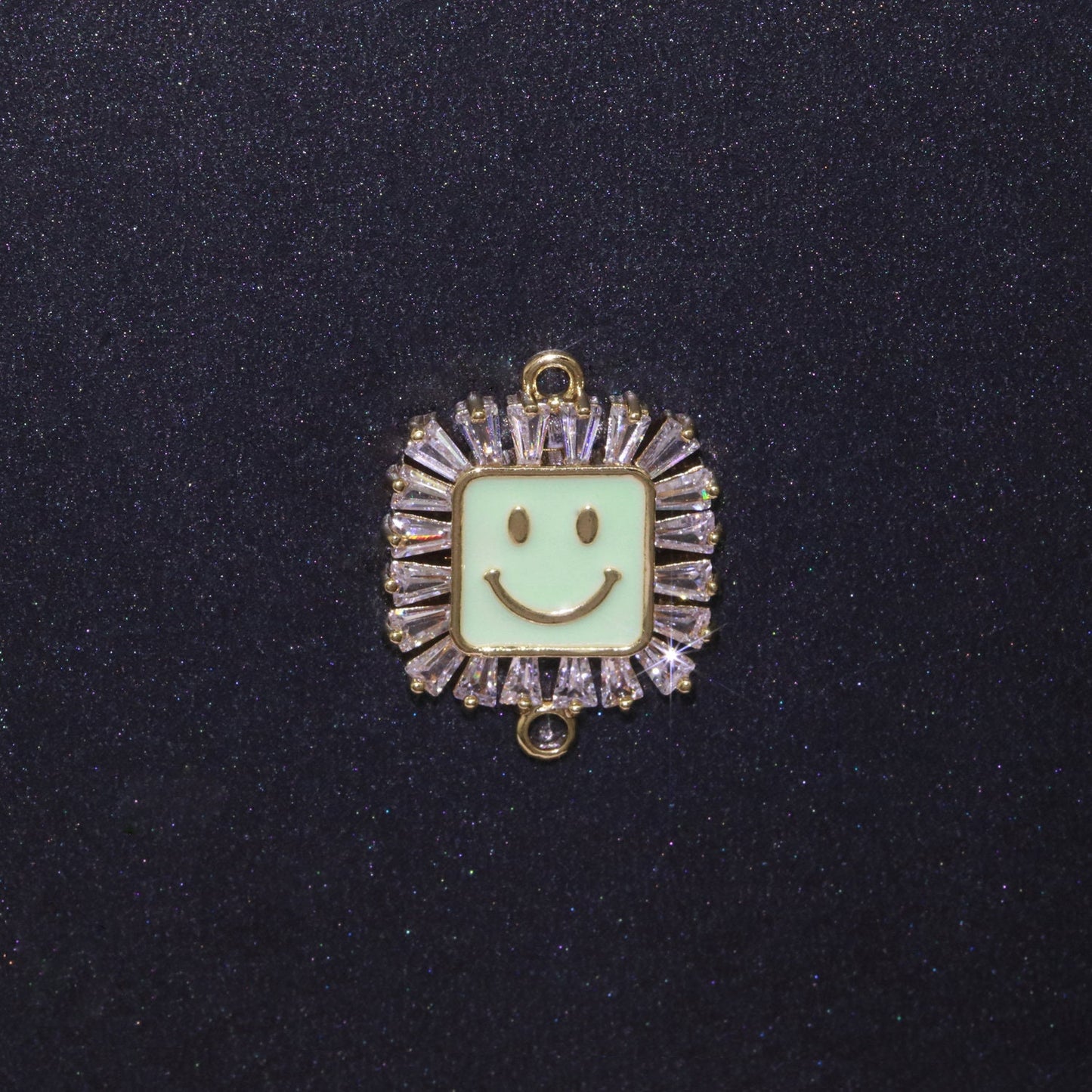 Square Smile Face Charm Cubic Happy Face Pendant for Necklace Earring Component Enamel Y2K Jewelry Trend White Teal Pink Blue F-844