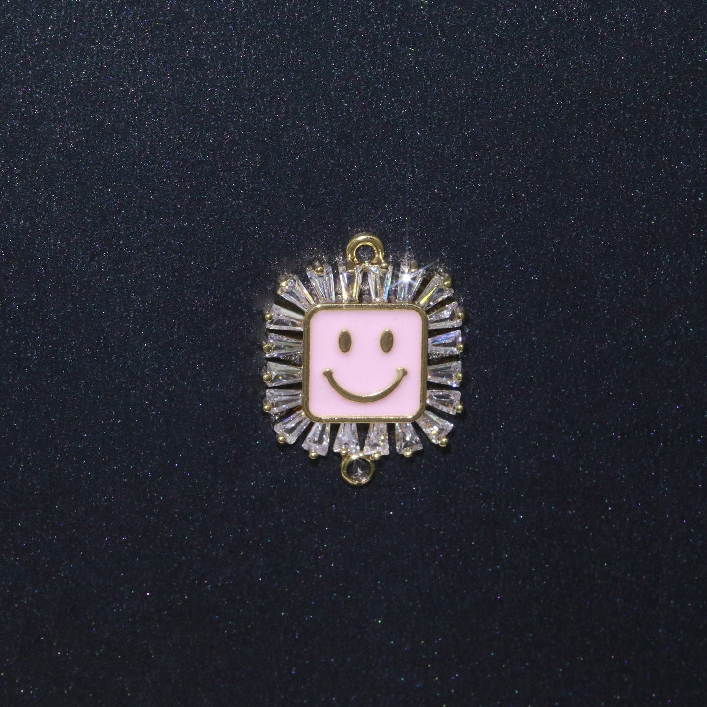 Square Smile Face Charm Cubic Happy Face Pendant for Necklace Earring Component Enamel Y2K Jewelry Trend White Teal Pink Blue F-844