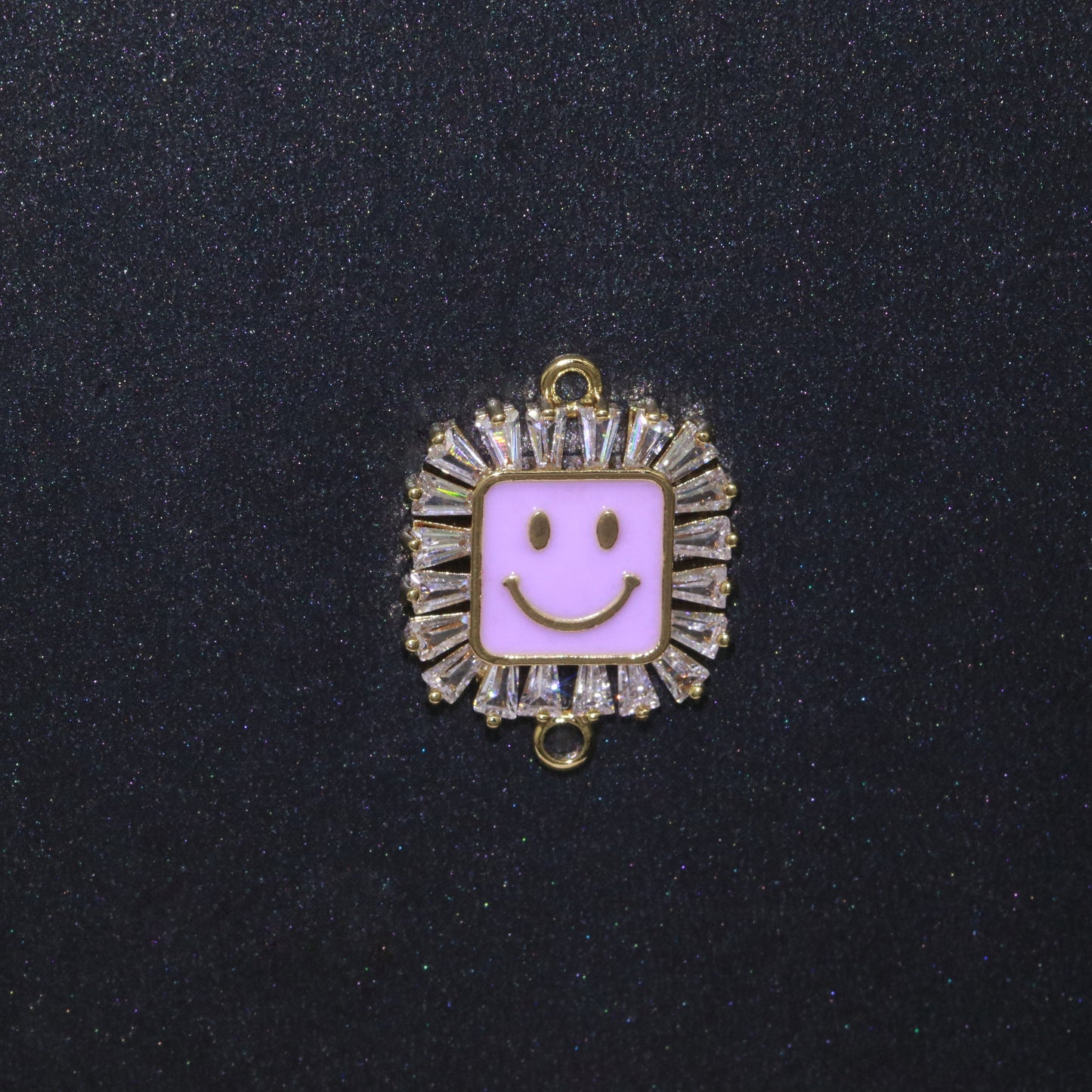 Square Smile Face Charm Cubic Happy Face Pendant for Necklace Earring Component Enamel Y2K Jewelry Trend White Teal Pink Blue F-844